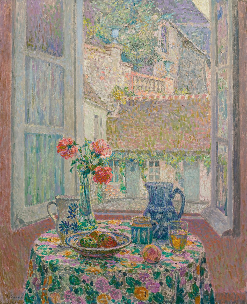 Stół z widokiem na dziedziniec - Obraz Henri Le Sidaner (1862-1939) autorstwa Henri Eugene Augustin Le Sidaner