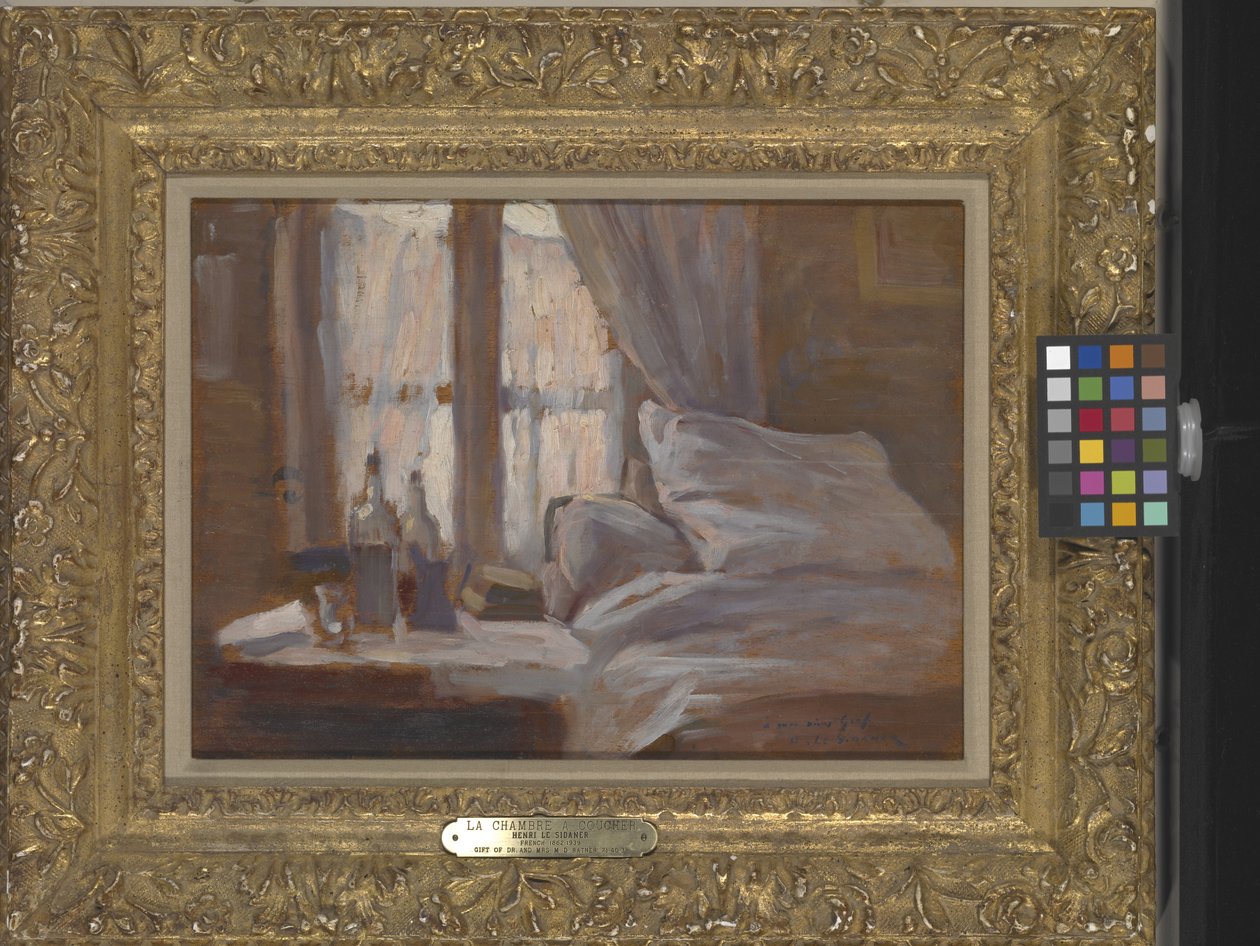 Sypialnia (olej na drewnie) autorstwa Henri Eugene Augustin Le Sidaner