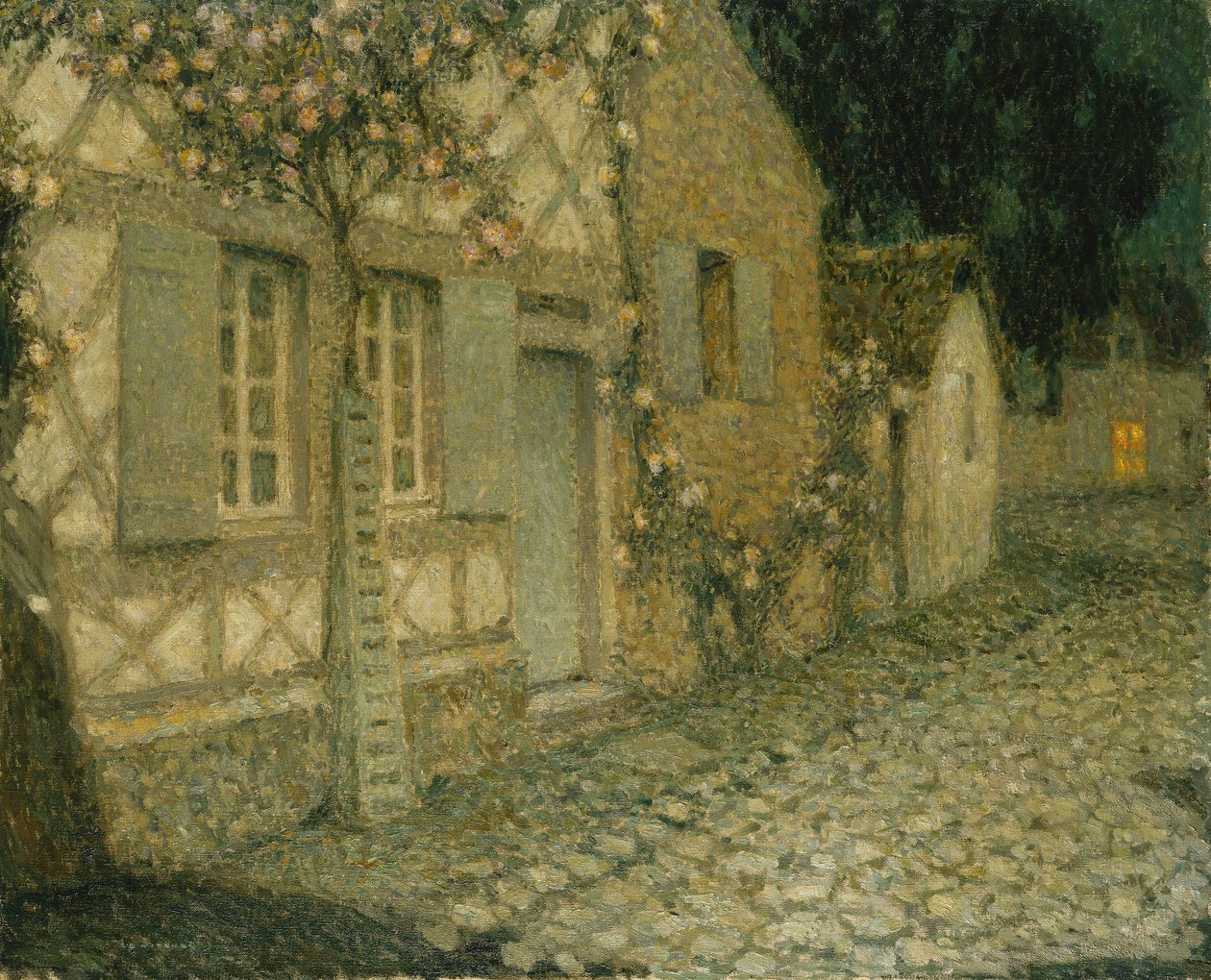 Dom ogrodnika w świetle księżyca, Gerberoy; Dom ogrodnika w blasku księżyca, Gerberoy autorstwa Henri Eugene Augustin Le Sidaner