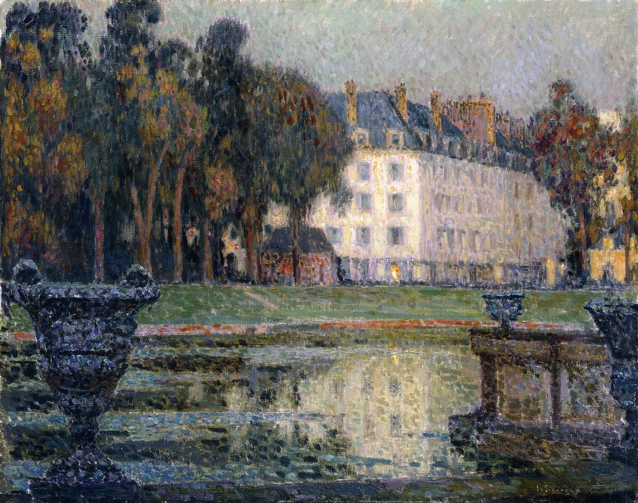 Fontanna Neptuna o zmierzchu autorstwa Henri Eugene Augustin Le Sidaner