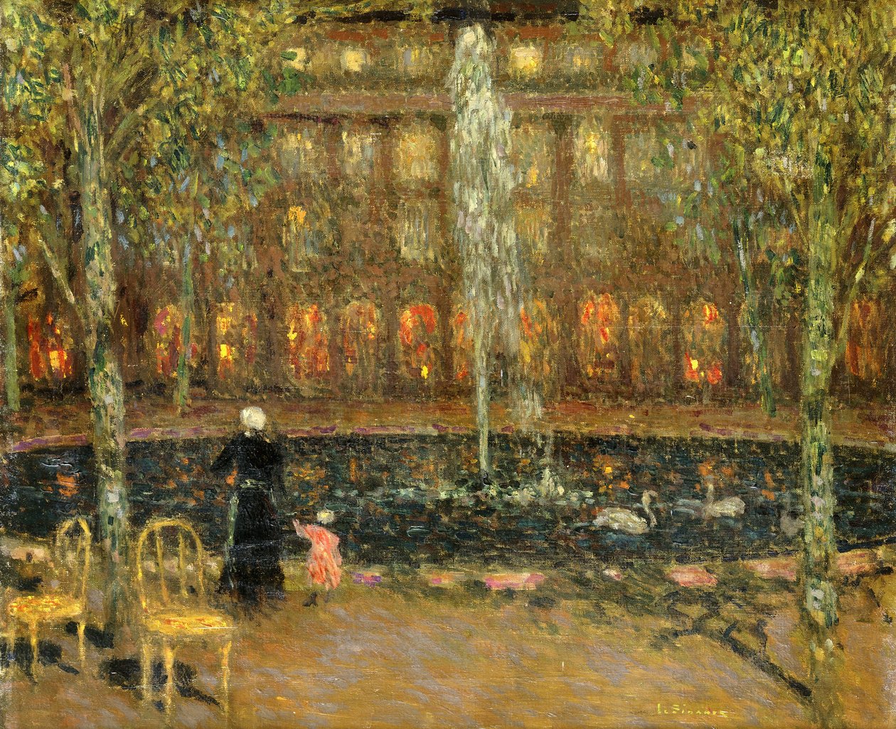 Staw w Palais Royal; Basen w Pałacu Królewskim autorstwa Henri Eugene Augustin Le Sidaner