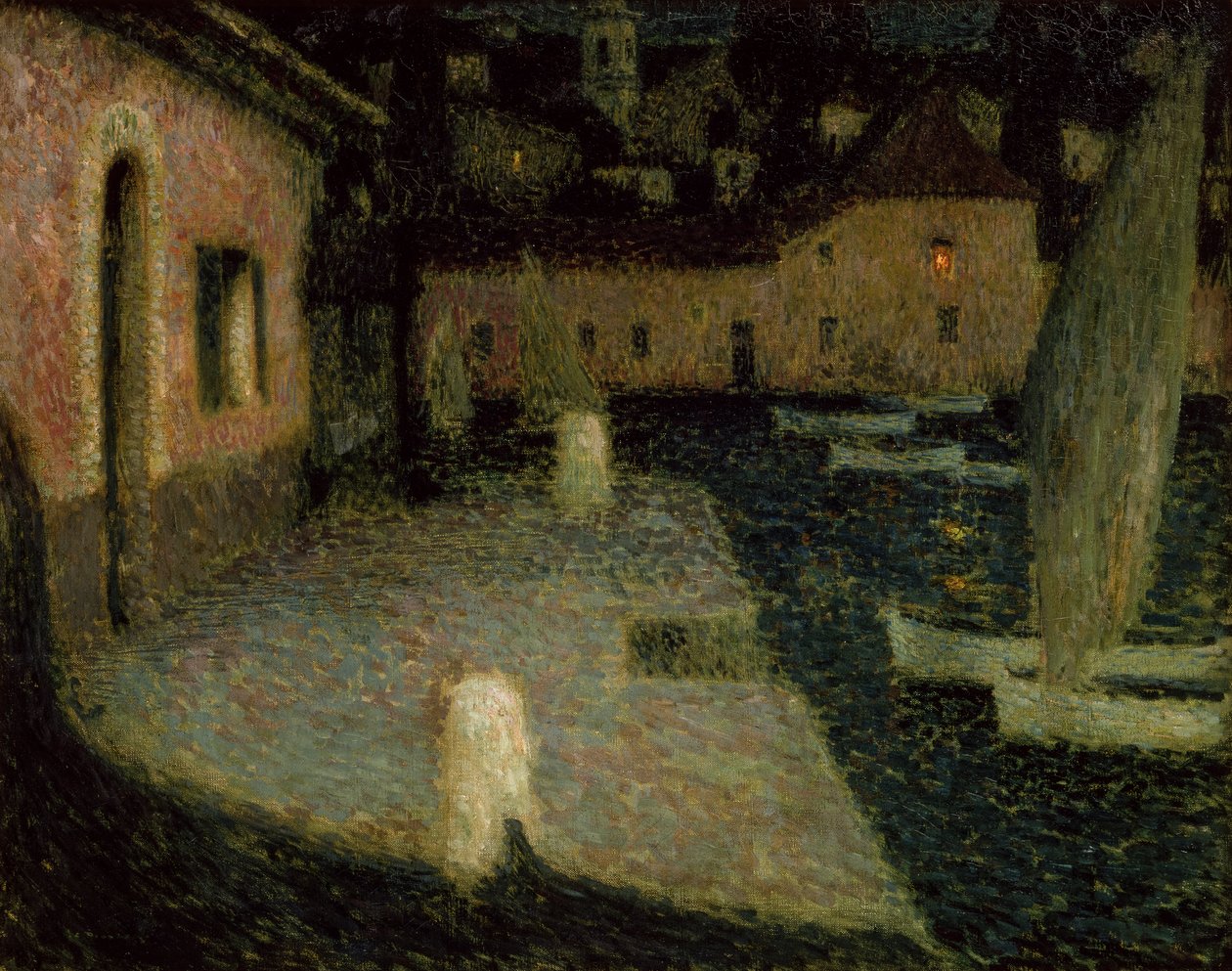 Mały Port, Zmierzch (olej na płótnie) autorstwa Henri Eugene Augustin Le Sidaner