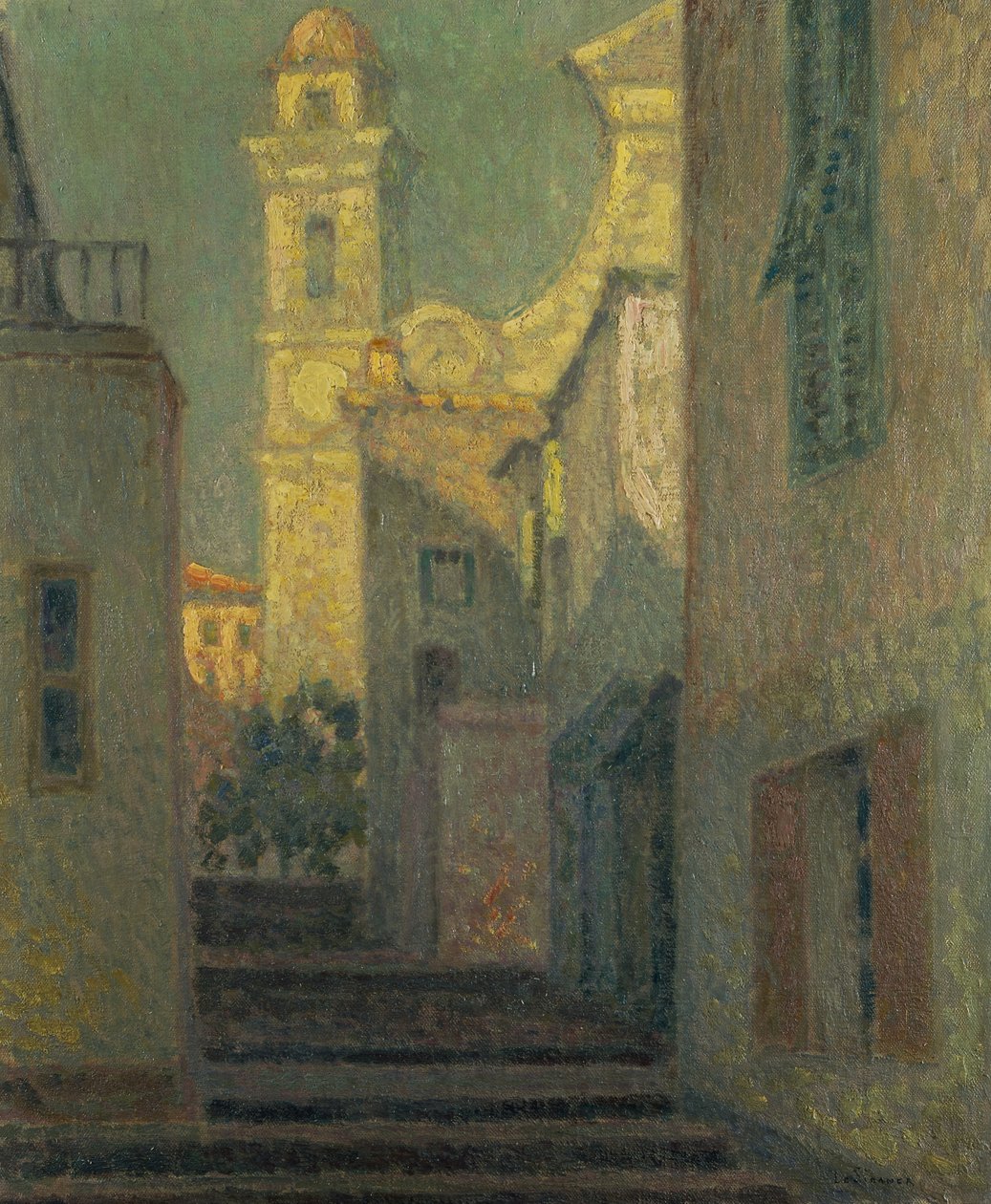 Ulica do kościoła, Villefranche-sur-Mer autorstwa Henri Eugene Augustin Le Sidaner