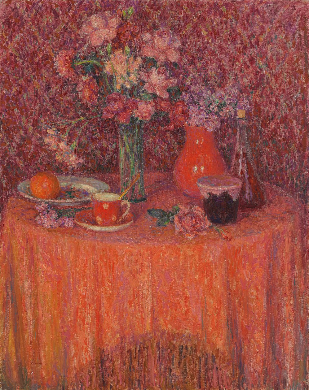 Stół, Harmonia w czerwieni; Le Table, Harmonie Rouge autorstwa Henri Eugene Augustin Le Sidaner