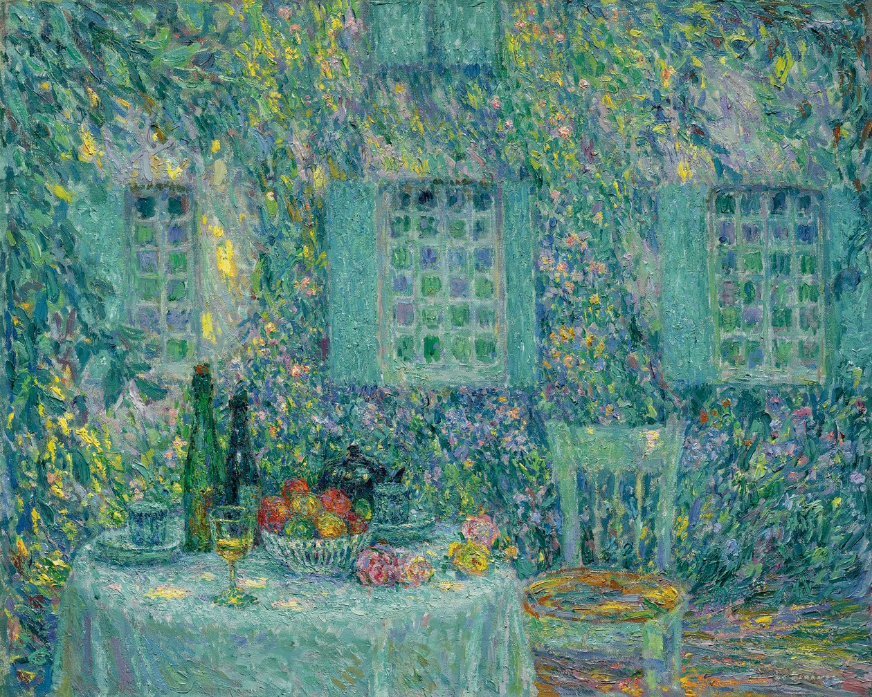 Stół. Słońce na liściach, Gerberoy - Peinture de Le Sidaner, Henri (1862-1939) autorstwa Henri Eugene Augustin Le Sidaner