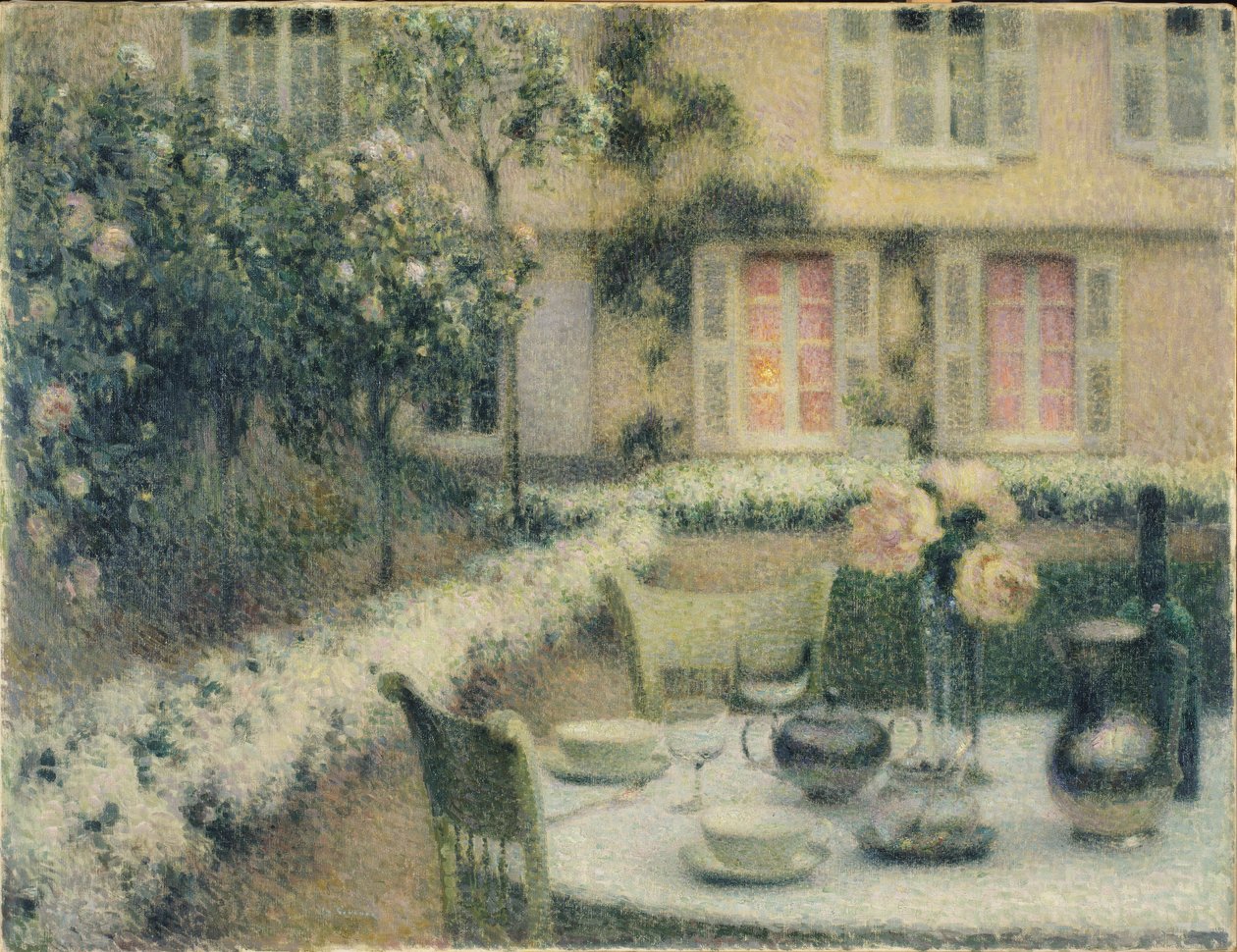 Stół w Białym Ogrodzie w Gerberoy autorstwa Henri Eugene Augustin Le Sidaner