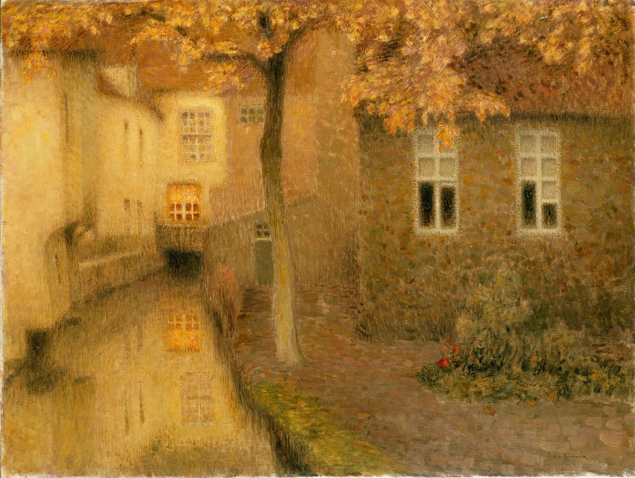 Kanał w Brugii o zmierzchu, ok. 1898 r. autorstwa Henri Eugene Le Sidaner
