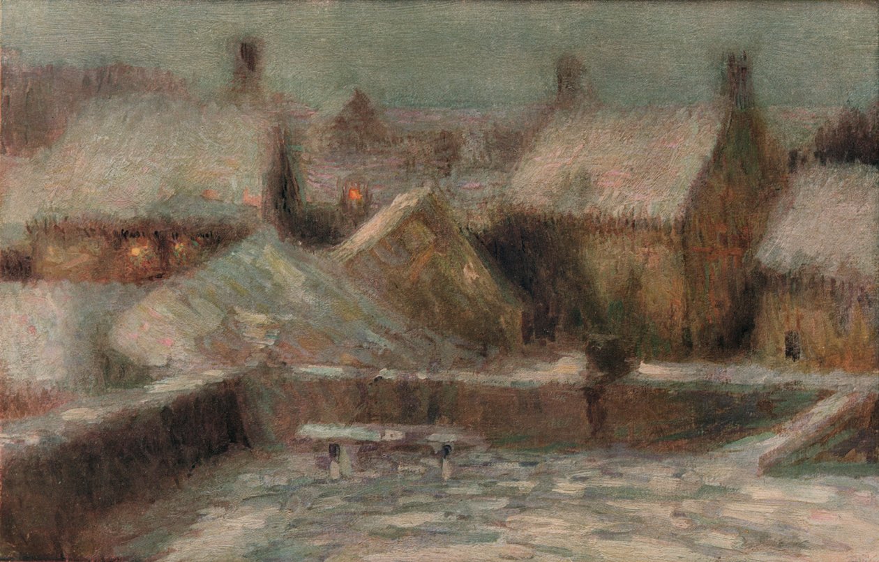Wieczór śnieżny, c1901 autorstwa Henri Eugene Le Sidaner