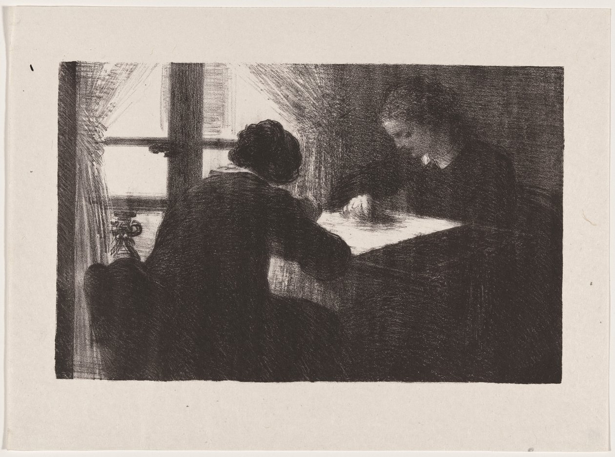 Wnętrze (Hafciarki) autorstwa Henri Fantin-Latour