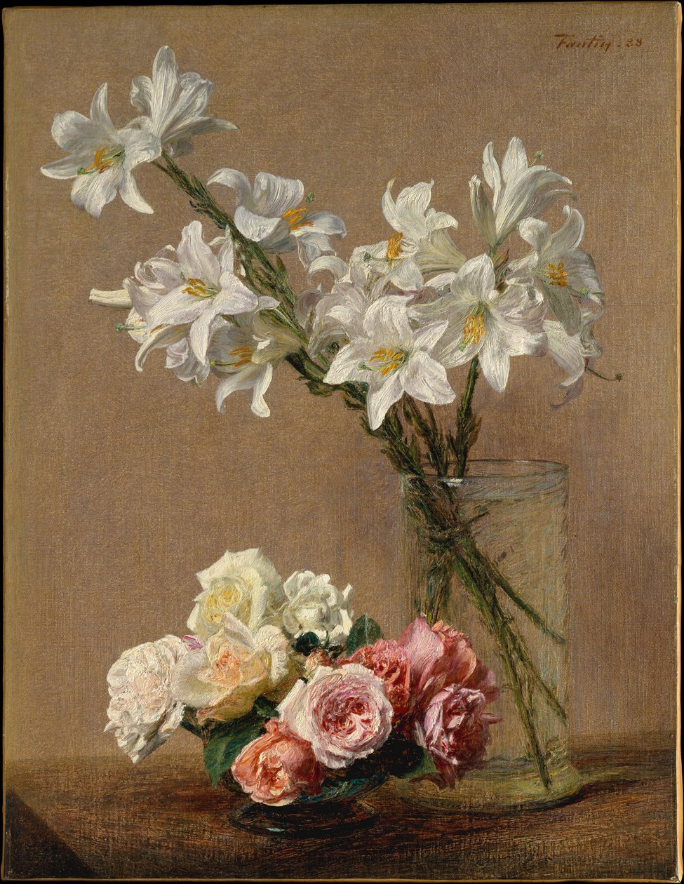Róże i lilie autorstwa Henri Fantin-Latour