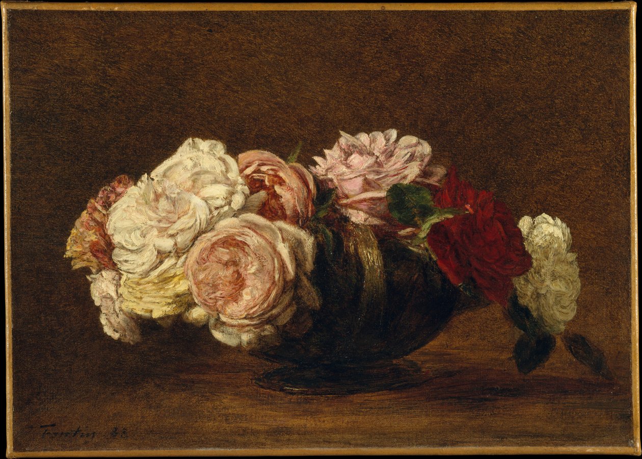 Róże w misie autorstwa Henri Fantin-Latour