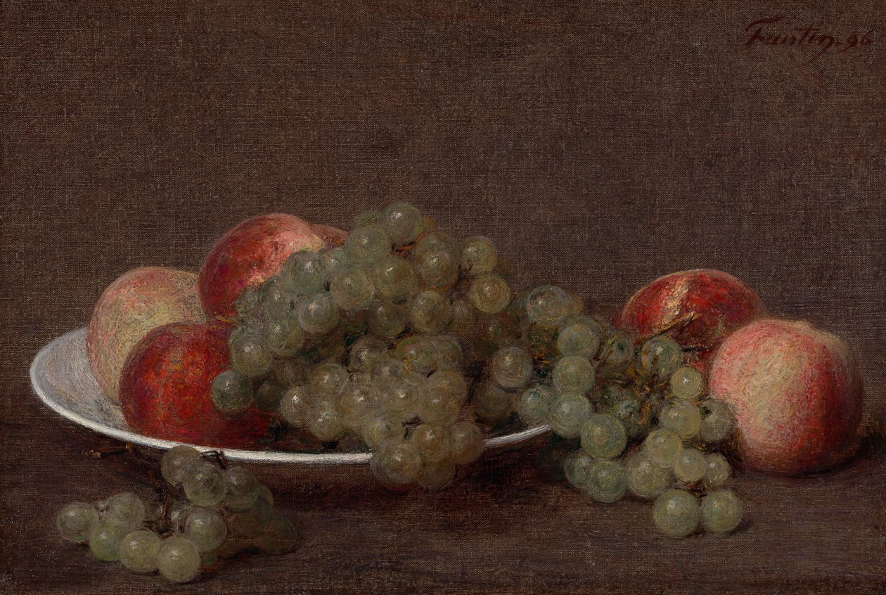 Martwa natura z brzoskwiniami i winogronami autorstwa Henri Fantin-Latour