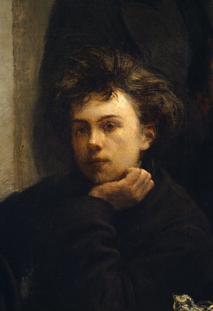Stół narożny, detal. Portret Arthura Rimbauda (1854 - 1891), francuskiego poety. Obraz Henri Fantina Latoura (Fantin-Latour autorstwa Ignace Henri Jean Fantin Latour