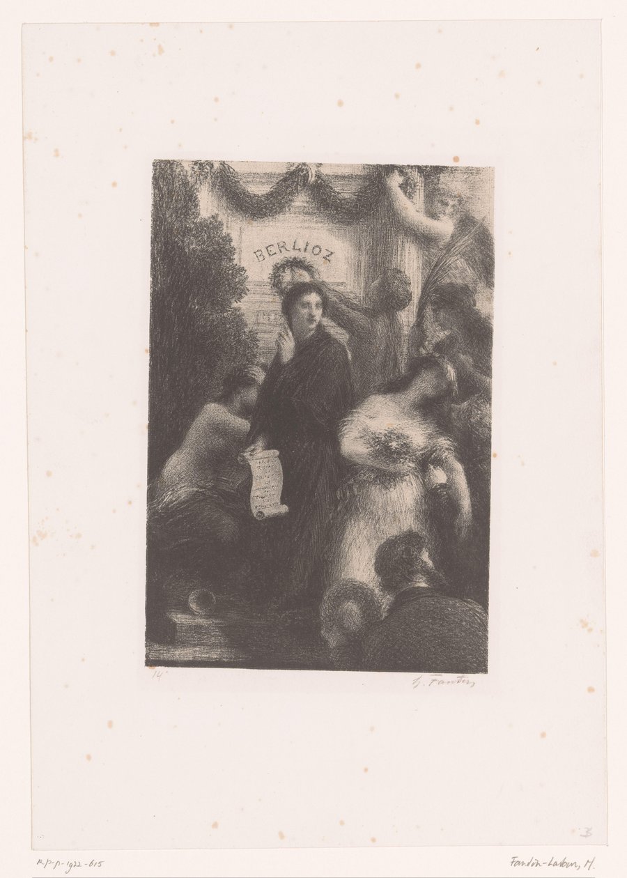 Alegoryczne postacie przy grobie Berlioza Apoteoza Życie i twórczość Hectora Berlioza (tytuł serii) autorstwa Ignace Henri Jean Fantin Latour