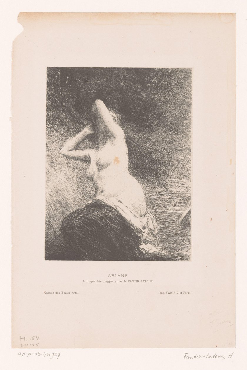 Ariadne pozostawiona na wyspie Naxos Ariane (tytuł na obiekcie) autorstwa Ignace Henri Jean Fantin Latour