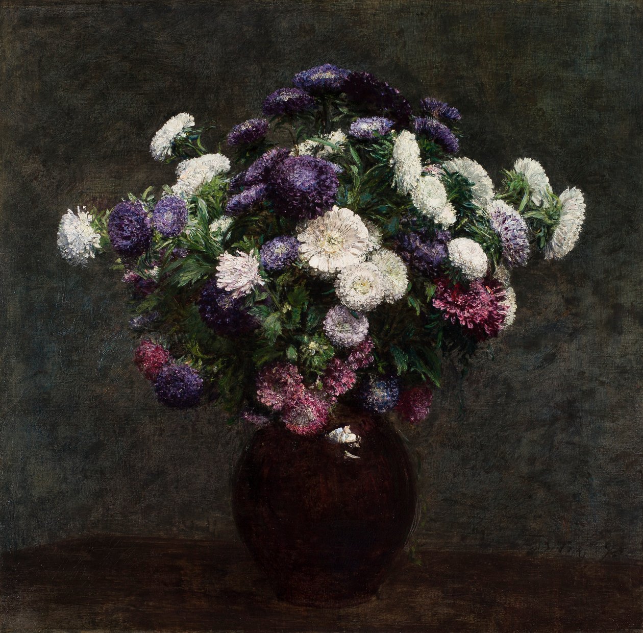 Astry w wazonie autorstwa Ignace Henri Jean Fantin Latour