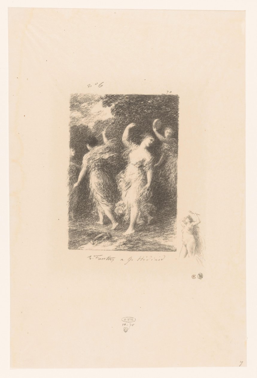 Bachantki tańczą i tworzą muzykę Bachus Wiersze André Chéniera (tytuł serii) Ilustracje pour les Poésies d