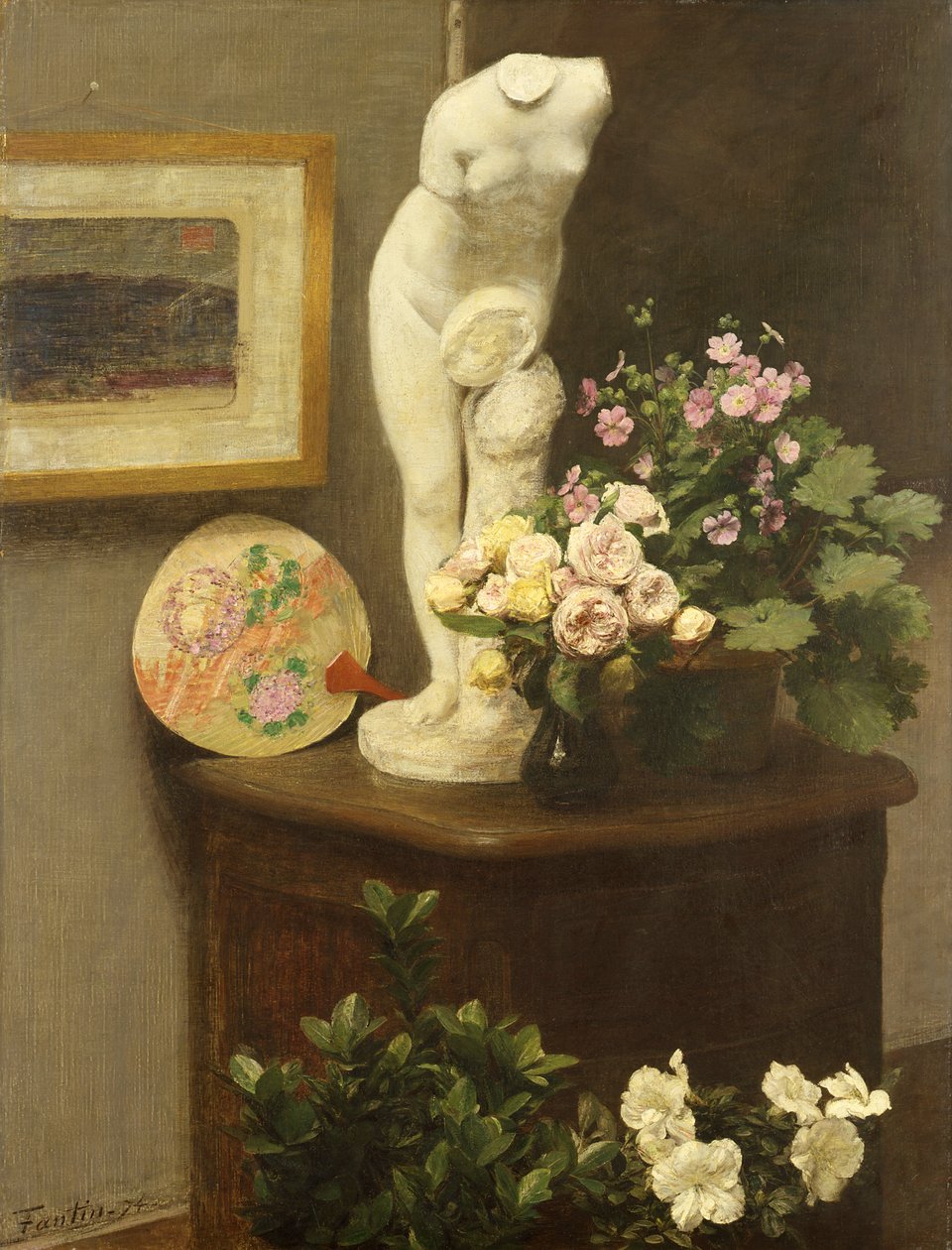 Kwiaty i różne przedmioty autorstwa Ignace Henri Jean Fantin Latour