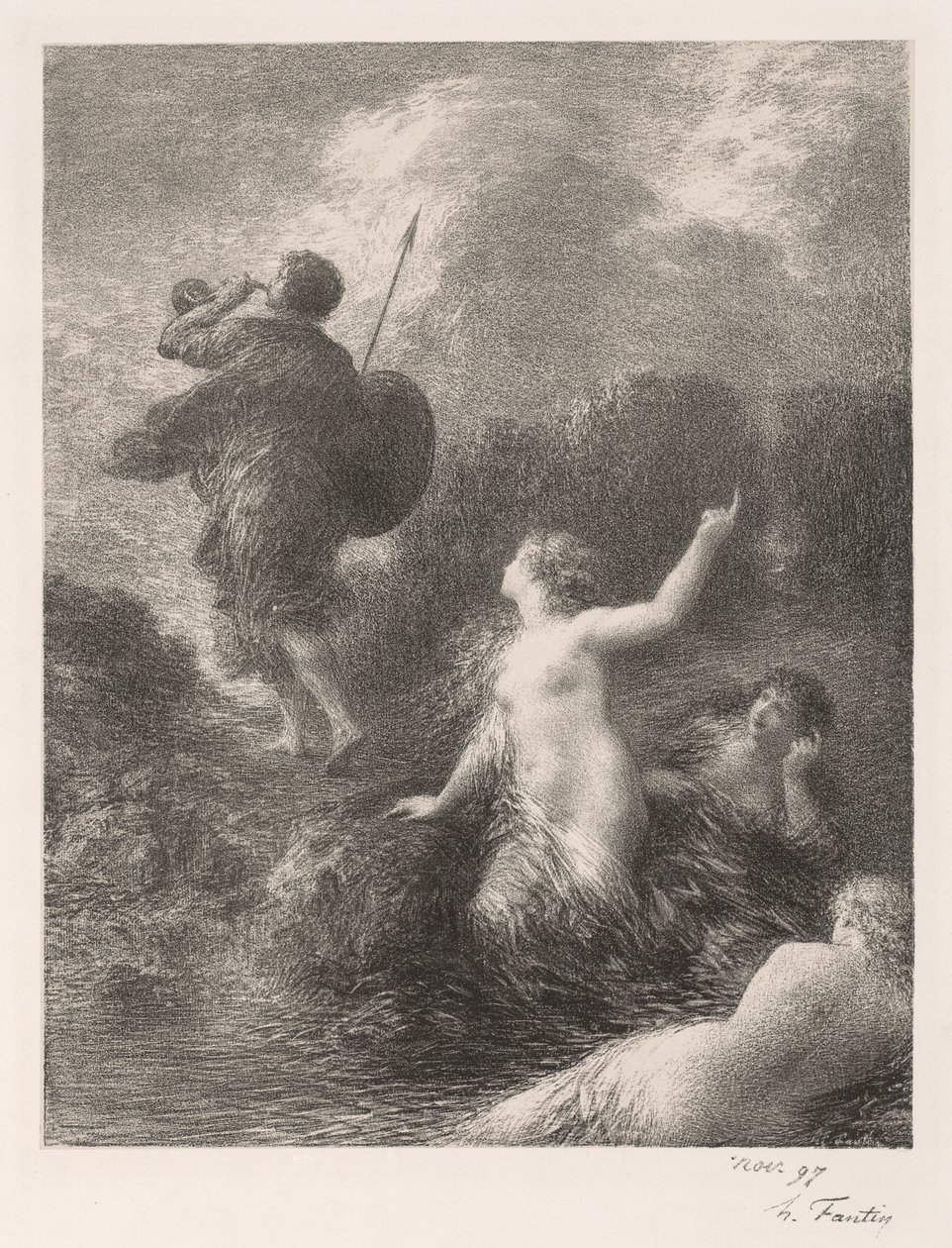 Goetterdaemmerung: Zygfryd i dziewczyny autorstwa Ignace Henri Jean Fantin Latour