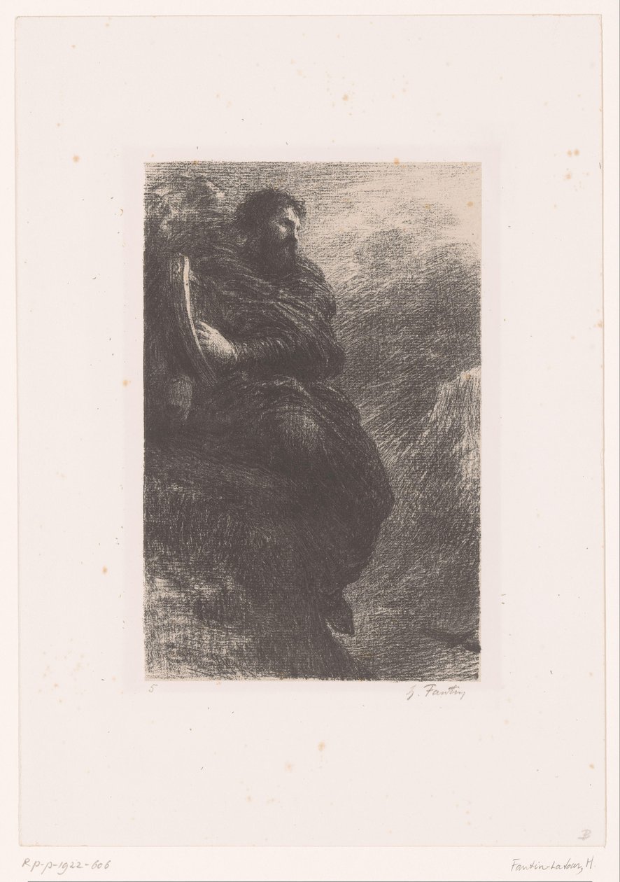Harold gra na harfie w górach Harold i Włochy. Montagnes lekcji tańca Życie i twórczość Hectora Berlioza (tytuł serii) autorstwa Ignace Henri Jean Fantin Latour
