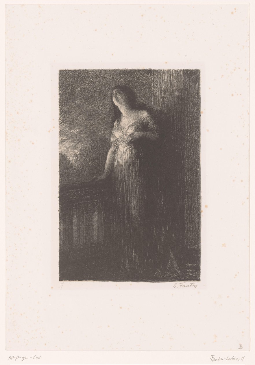 Julia jest nocą na balkonie Romeo i Julia. Pewność a la noc Życie i twórczość Hectora Berlioza (tytuł serii) autorstwa Ignace Henri Jean Fantin Latour
