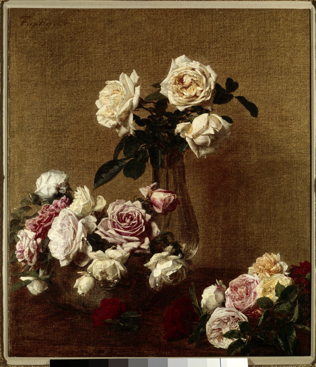 Les roses Obraz Henri Fantina Latoura (Fantin-Latour) (1836-1904) XIX-wieczna kolekcja prywatna. autorstwa Ignace Henri Jean Fantin Latour