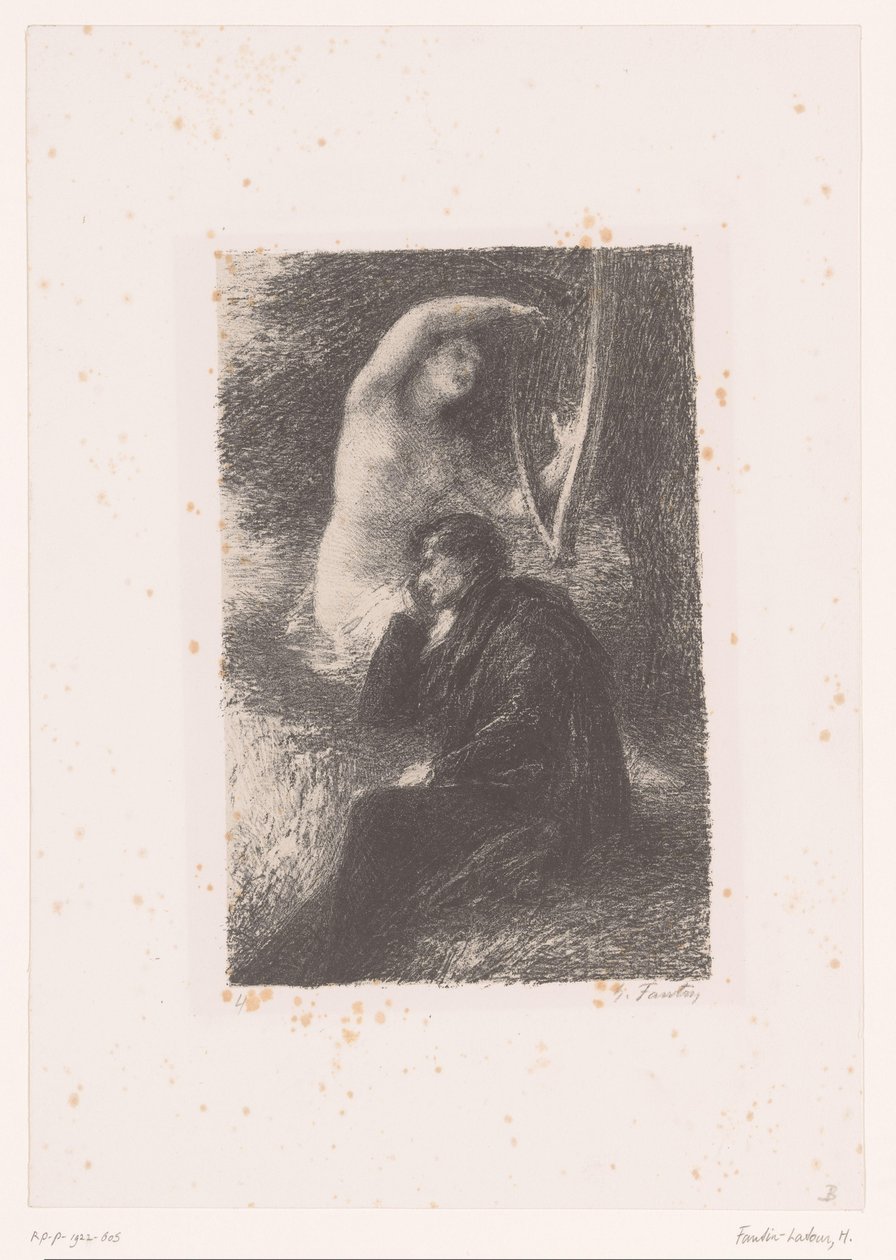 Lélio słucha dźwięków harfy lilia. La harpe éolienne Życie i twórczość Hectora Berlioza (tytuł serii) autorstwa Ignace Henri Jean Fantin Latour