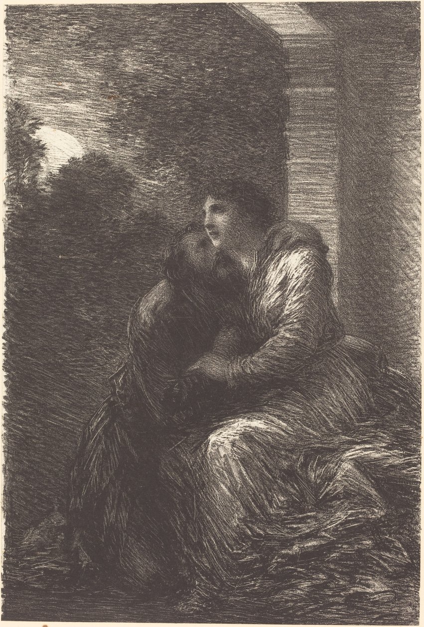 Scena miłosna z III aktu „Lohengrina” autorstwa Ignace Henri Jean Fantin Latour