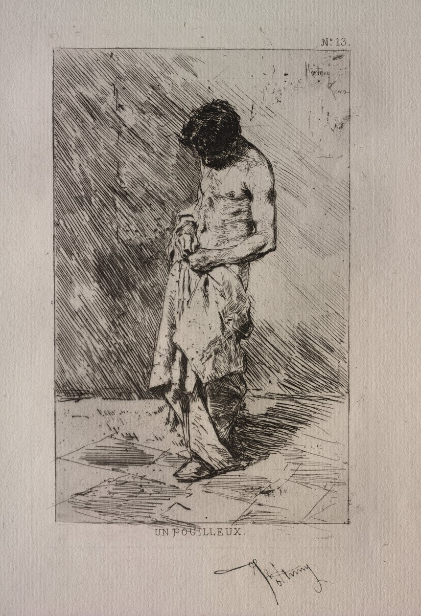 Mężczyzna szukający pcheł autorstwa Ignace Henri Jean Fantin Latour