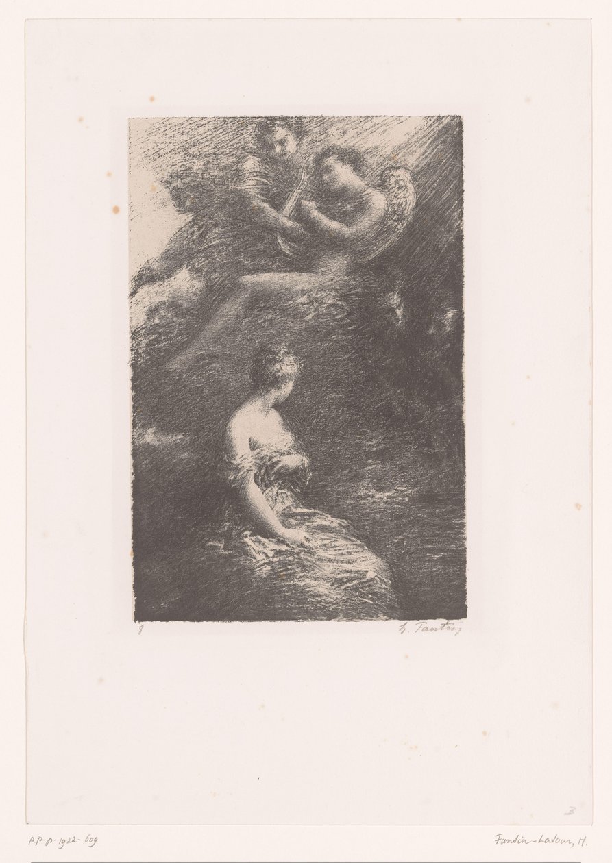 Marguerite ukazuje się Faustowi i Mefisto z nieba Potępienie Fausta. Objawienie Małgorzaty Życie i twórczość Hectora Berlioza (tytuł serii) autorstwa Ignace Henri Jean Fantin Latour