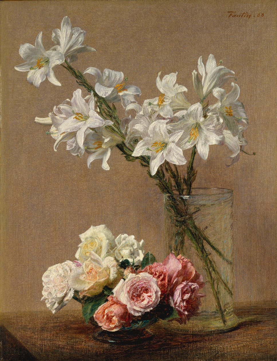 Róże i Lilie, 1888. autorstwa Ignace Henri Jean Fantin Latour