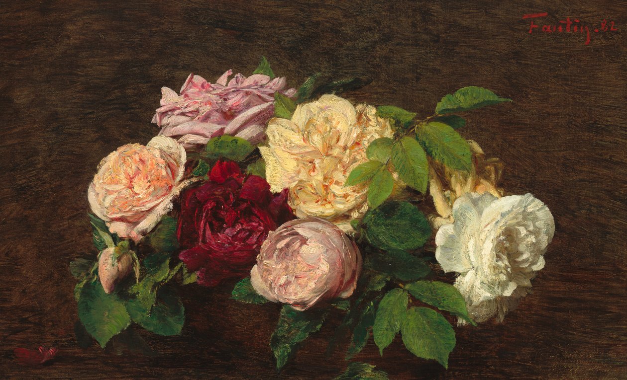 Róże z Nicei na stole? autorstwa Ignace Henri Jean Fantin Latour