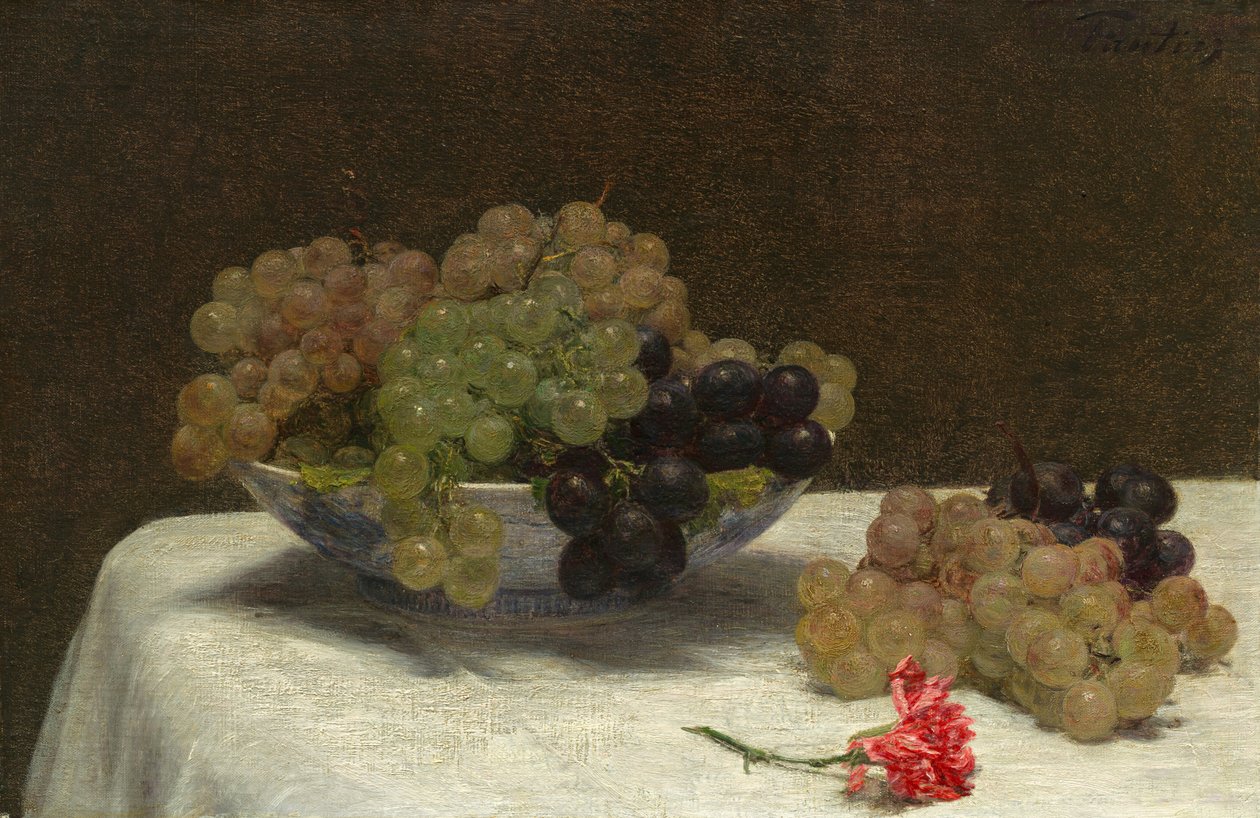 Martwa natura z winogronami i goździkiem autorstwa Ignace Henri Jean Fantin Latour