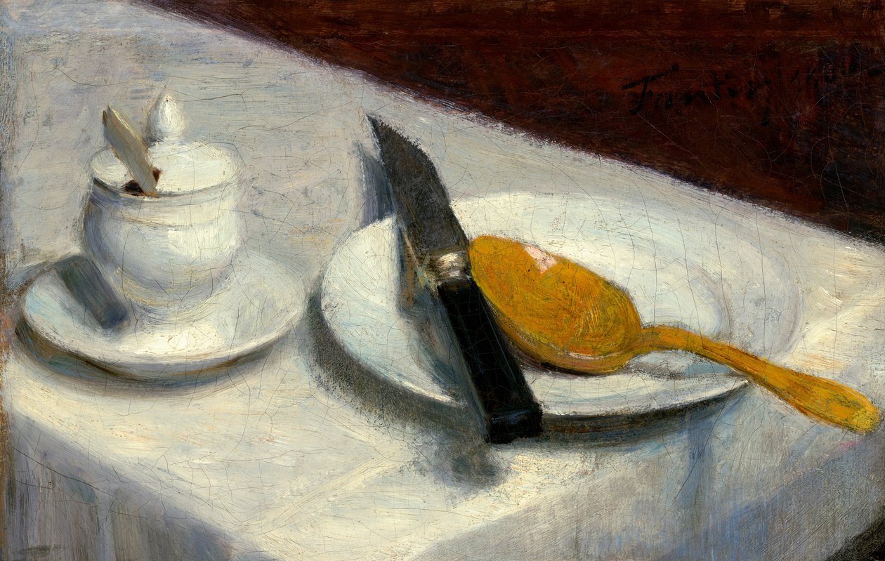 Martwa natura z garnkiem musztardowym autorstwa Ignace Henri Jean Fantin Latour