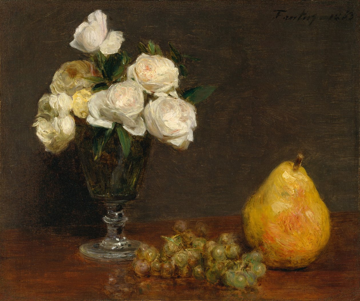 Martwa natura z różami i owocami, 1863. autorstwa Ignace Henri Jean Fantin Latour