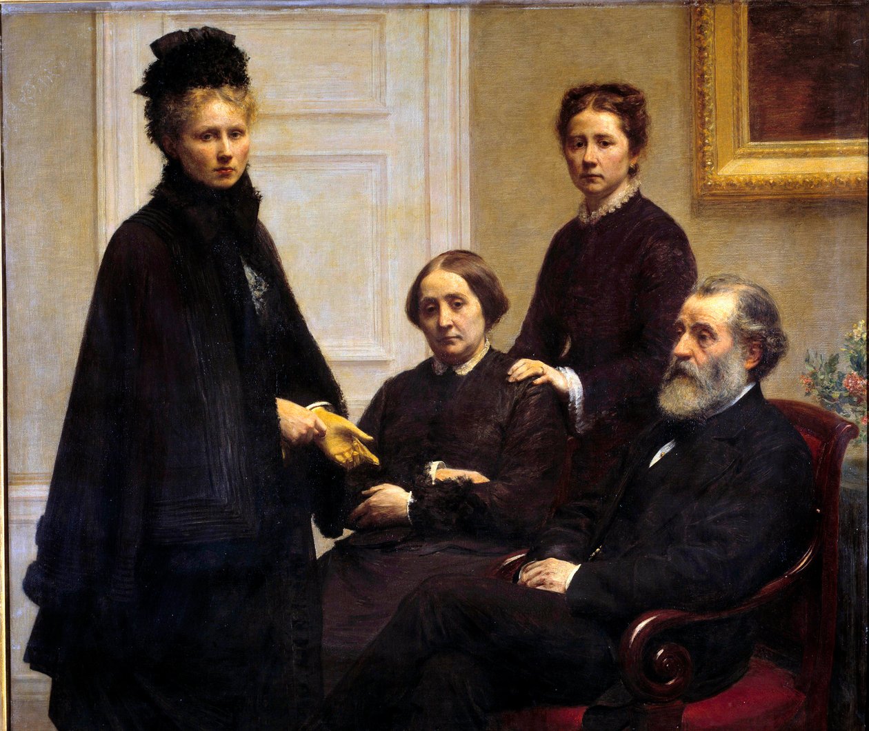Rodzina Dubourgów państwo Dubourg i ich córki: Victoria, żona artysty i Charlotte reprezentowani w żałobie. Obraz Henri Fantina Latoura (Fantin-Latour autorstwa Ignace Henri Jean Fantin Latour