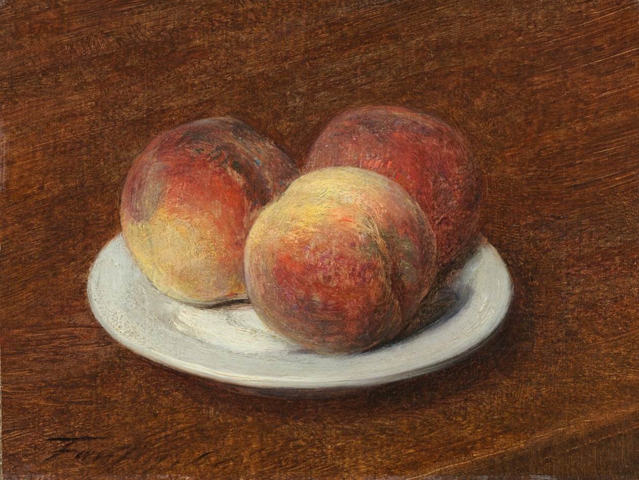 Trzy brzoskwinie na talerzu autorstwa Ignace Henri Jean Fantin Latour