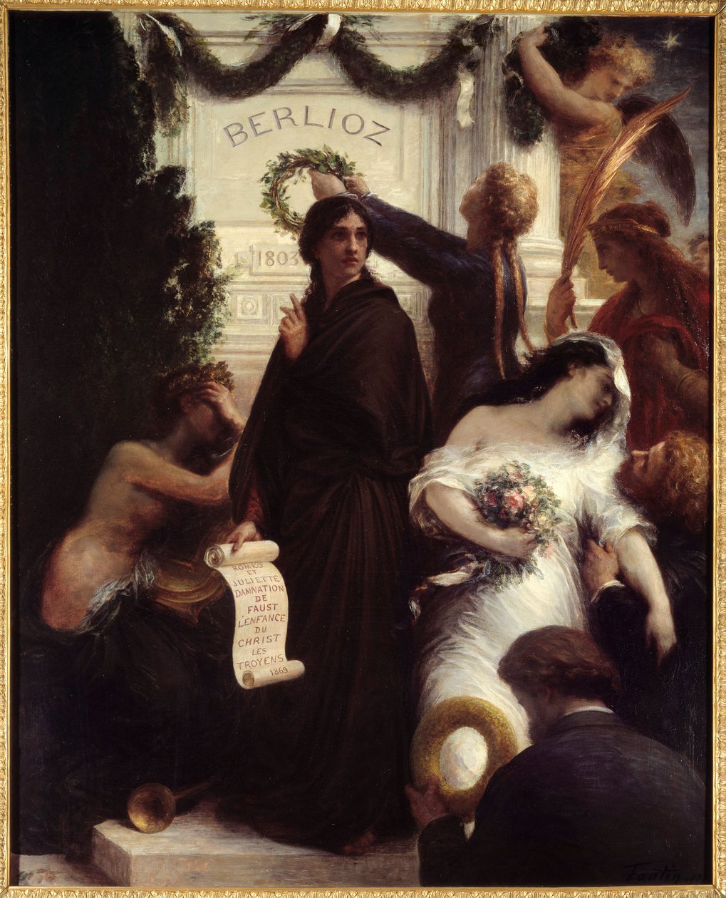 Hołd dla Berlioza. Hector Berlioz, kompozytor francuski (1803-1869). Obraz Henri Fantin-Latour (Fantin Latour autorstwa Ignace Henri Jean Fantin Latour