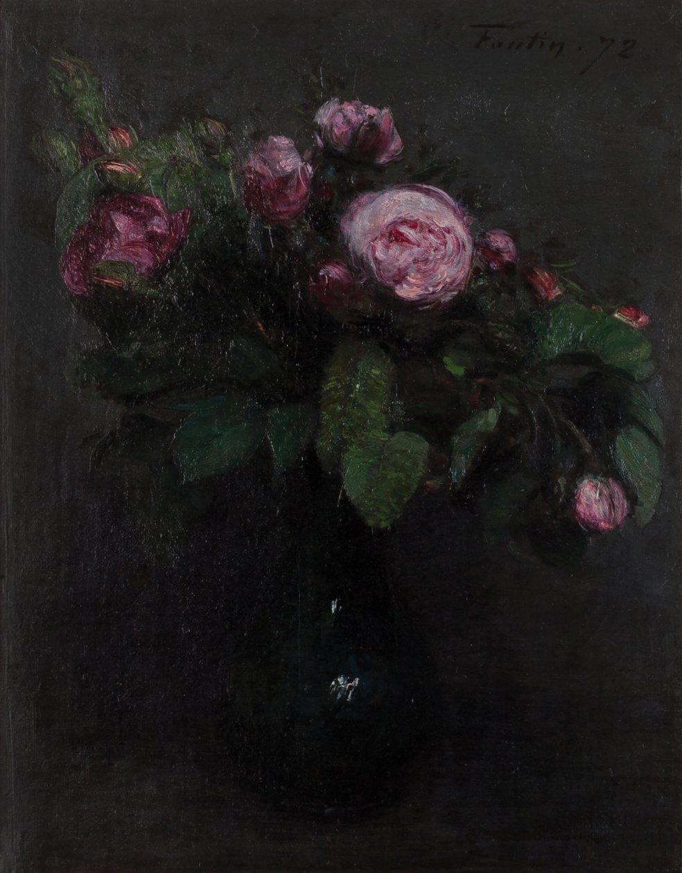 Wazon z różami 1872 (Olej na płótnie) autorstwa Henri Fantin Latour