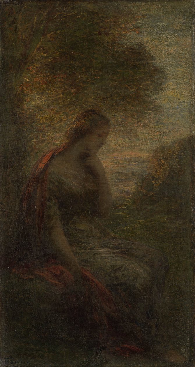 Młoda kobieta pod drzewem o zachodzie słońca, zwana „Jesień” autorstwa Ignace Henri Jean Fantin Latour