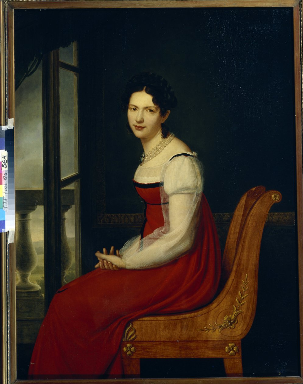 Portret księżniczki Varvara Sergeevna Dolgorukova, z domu Gagarina (1793-1833) (Princess Varvara Sergeyevna Dolgorukova) - Obraz Henri Francois Riesener (1767-1828), olej na płótnie (96,8x125 cm) autorstwa Henri Francois Riesener