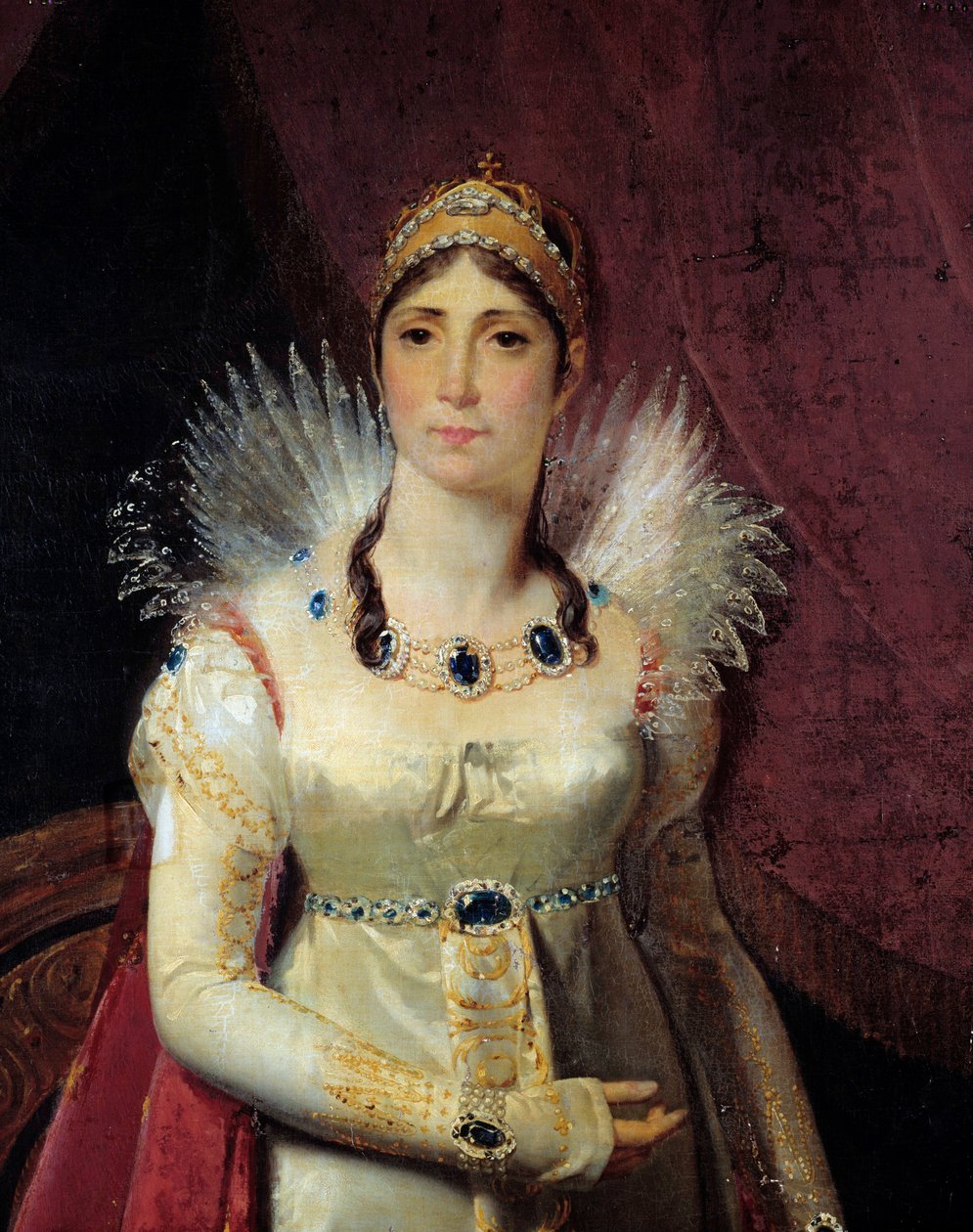 Portret cesarzowej Josephine de Beauharnais (1763-1814) Detal. Obraz Henri Francois Riesener (1767-1828) 1806 Nd. 2,3x1,3 m Malmaison, Zamki Malmaison i Bois Preau - Portret cesarzowej Josephine de Beauharnais (1763-1814) - Detal. autorstwa Henri Francois Riesener