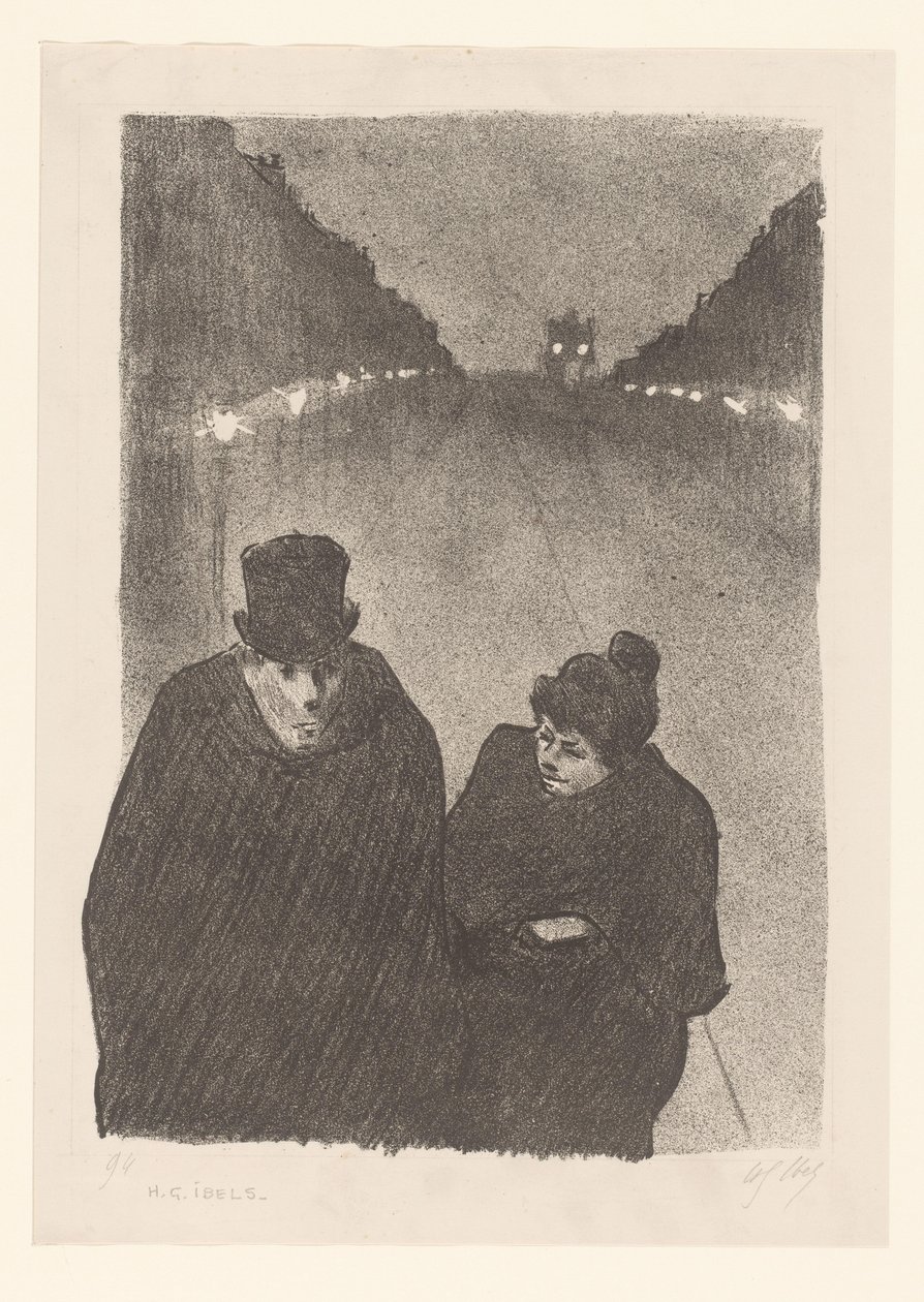 Mężczyzna i kobieta na ulicy w nocy autorstwa Henri Gabriel Ibels (attributed to)