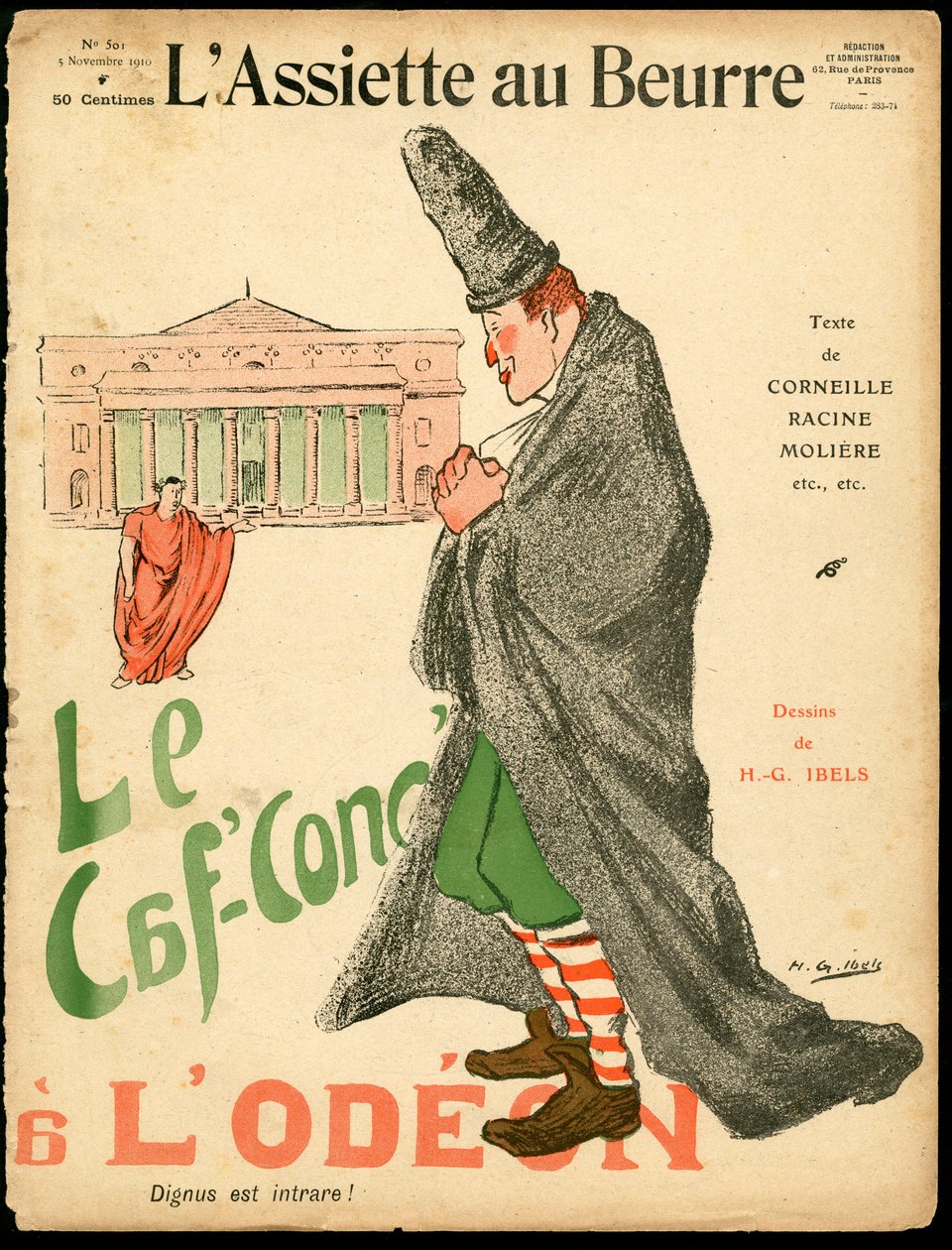 Okładka „”L’Plate au beurre””, numer 501, Satyryczna w kolorach autorstwa Henri Gabriel Ibels