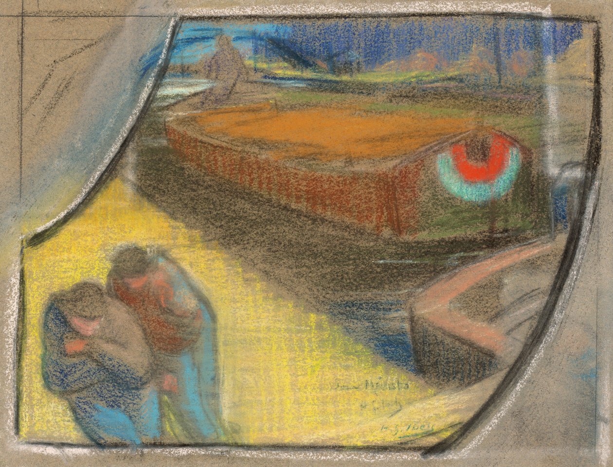 Mężczyźni holujący barkę [Badanie dla Boubourouche] autorstwa Henri Gabriel Ibels