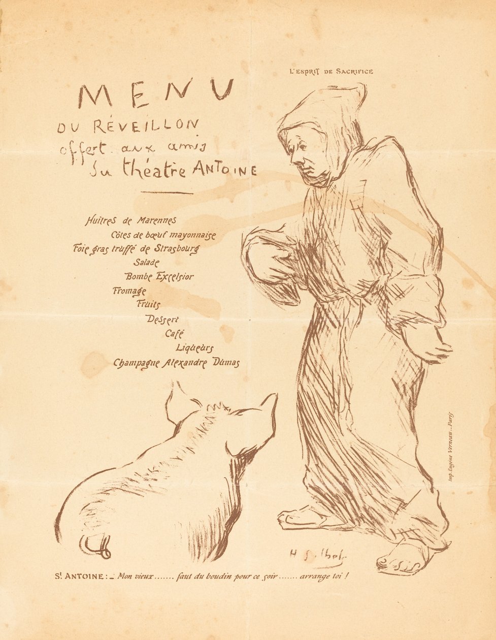 Sylwestrowe menu dla przyjaciół Teatru Antoine autorstwa Henri Gabriel Ibels