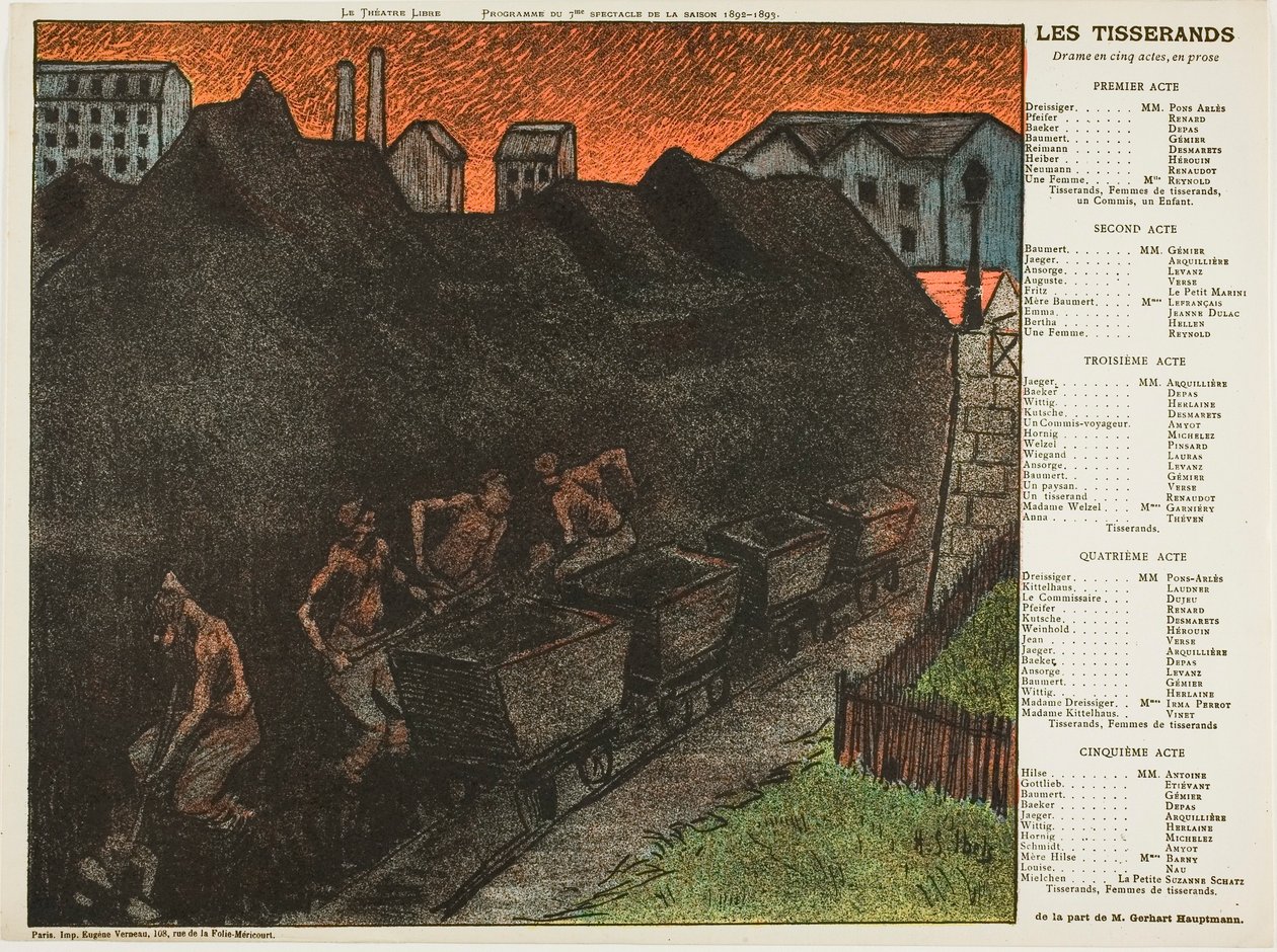 Siódmy występ: Les Tisserands, dla Le Théatre Libre autorstwa Henri Gabriel Ibels