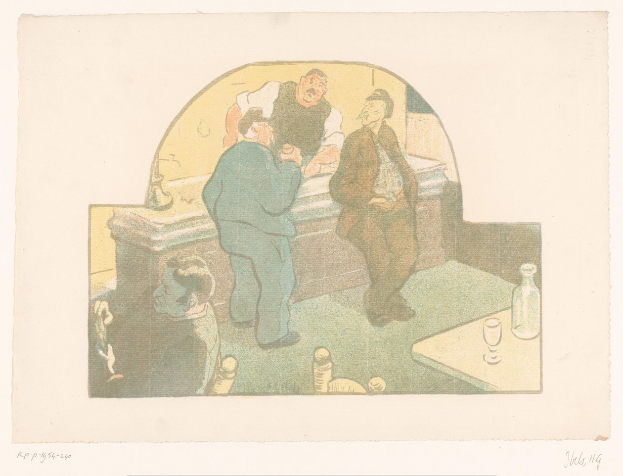 Czterech mężczyzn w bistro Le Devoir Spektakle Théâtre Libre (tytuł serii) Les Programs du Théâtre Libre (tytuł serii) autorstwa Henri Gabriel Ibels