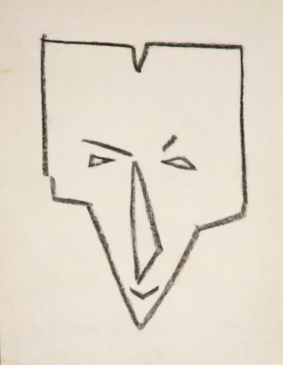 Głowa maski etnicznej (czarna kreda na papierze) autorstwa Henri Gaudier Brzeska