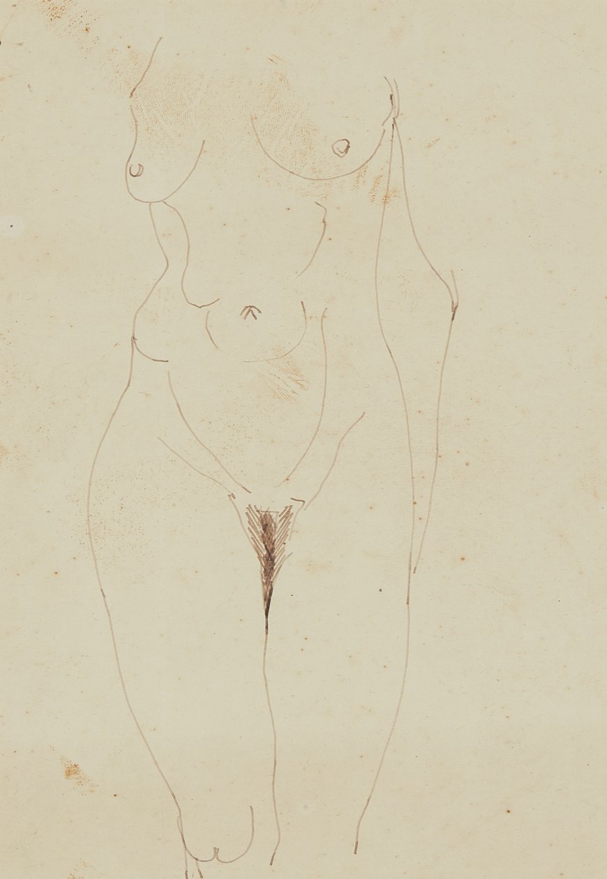 Kobiecy nagi tors (pióro i atrament na papierze) autorstwa Henri Gaudier Brzeska